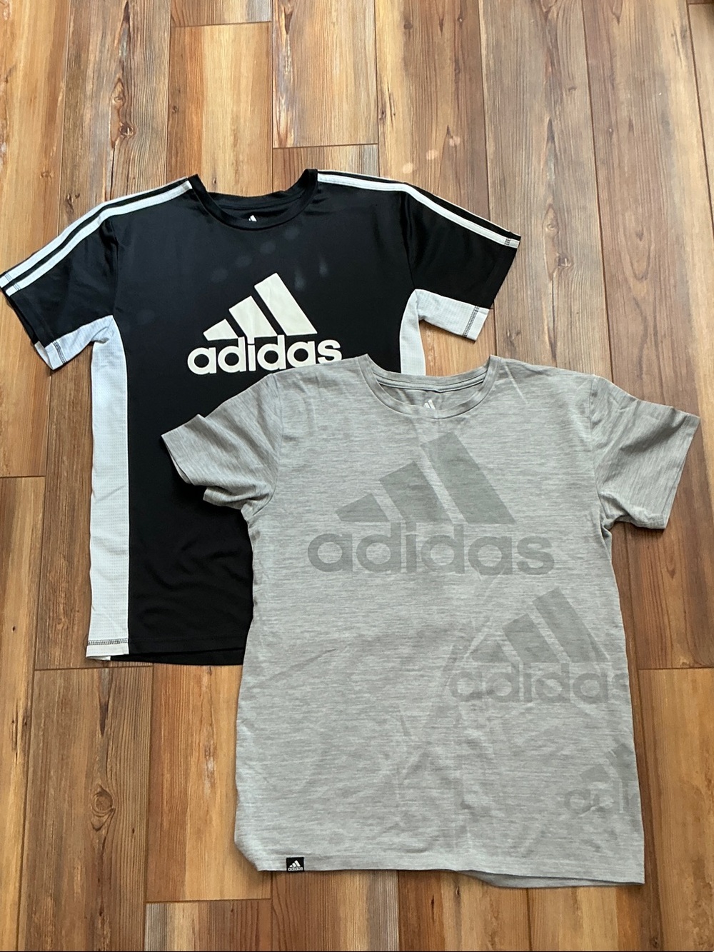 adidas Black & Gray Logo Short Sleeve Tees